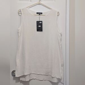 NWT ORANGE Fashion Village White Sleeveless Top 100 % Cotton  SIZE: S & M  & L